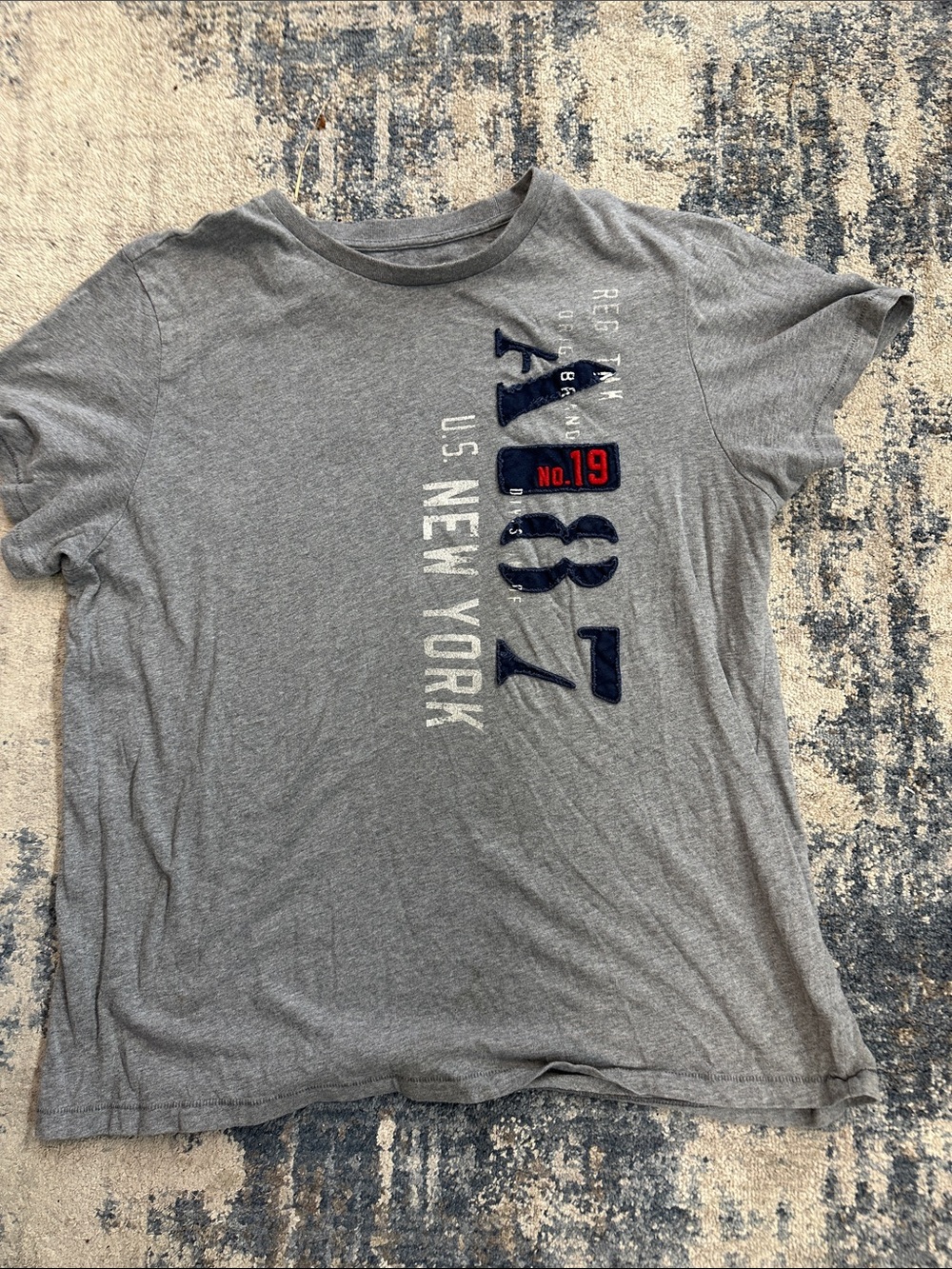 Aeropostale Gray Graphic Short Sleeve Tee with Navy Accents